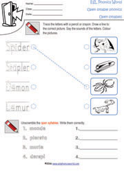 ESL Phonics World | Open and Closed Syllable Worksheets